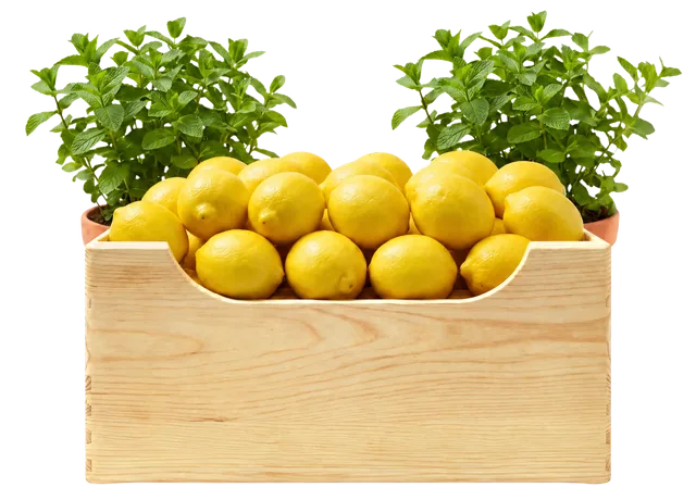 Zestaw do lemoniady: cytryny i świeża mięta w doniczkach